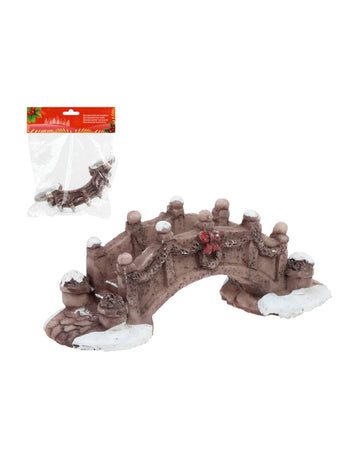 Vianočná dekorácia mosta v dedine 14 x 10 cm živica