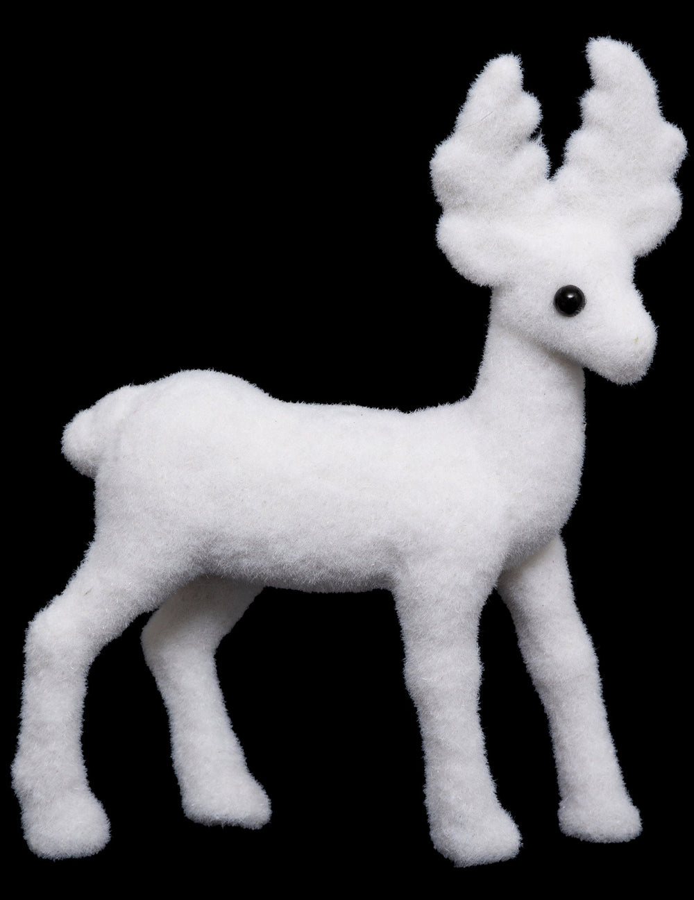 Décoration renne pour Noël blanc aspect pelucheux