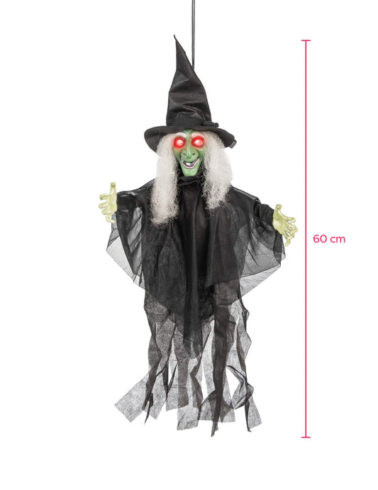 Rozmery animovanej svietiacej a hovoriacej dekorácie čarodejnice na halloween