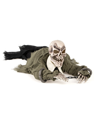 Décoration squelette animée lumineuse et sonore pour Halloween vert et gris avec chaînes