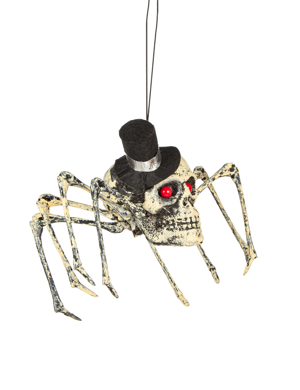 Vue de trois-quarts de la décoration squelette araignée Halloween