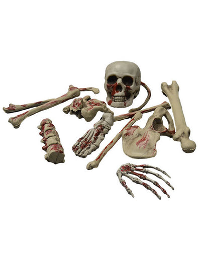 Décoration de squelette pour Halloween ensanglantée beige et rouge
