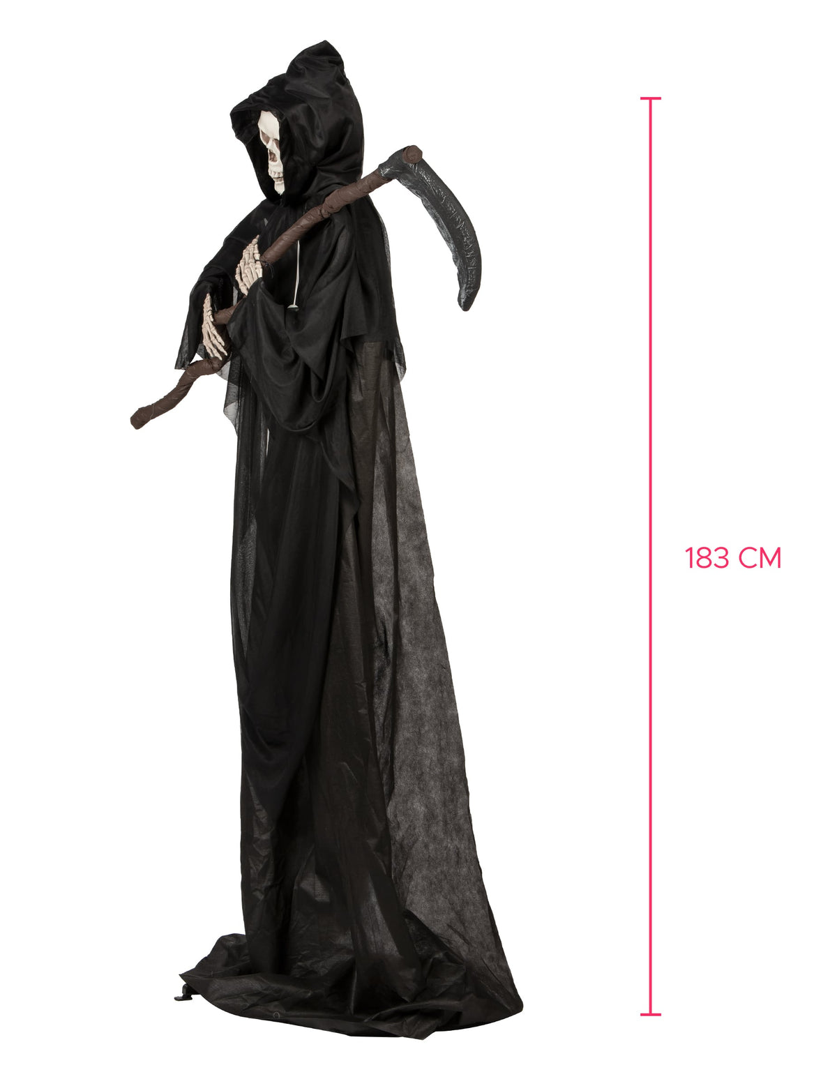 Vue de profil de la décoration sur pied Faucheuse pour Halloween