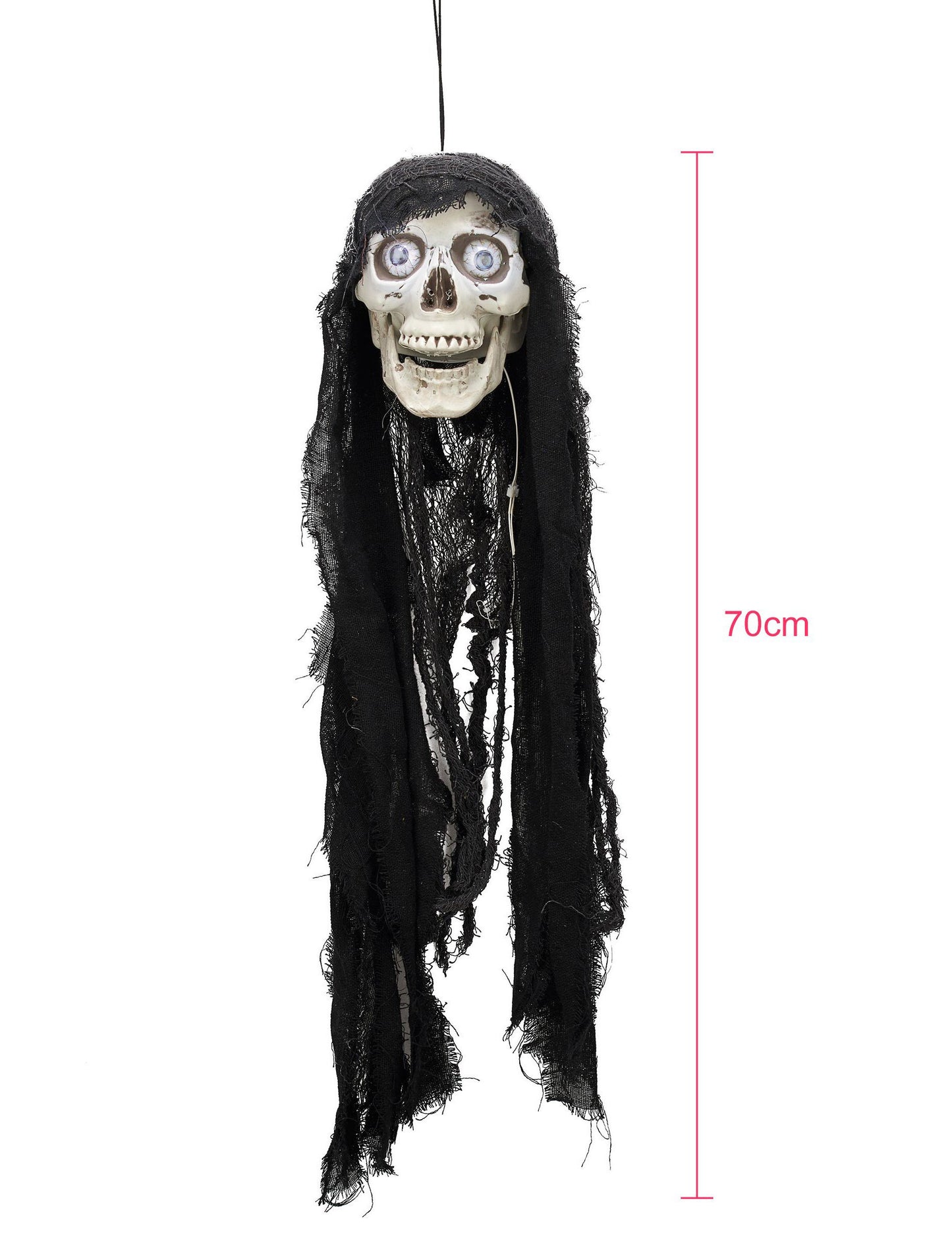 Rozmery animovanej dekorácie lebky na Halloween