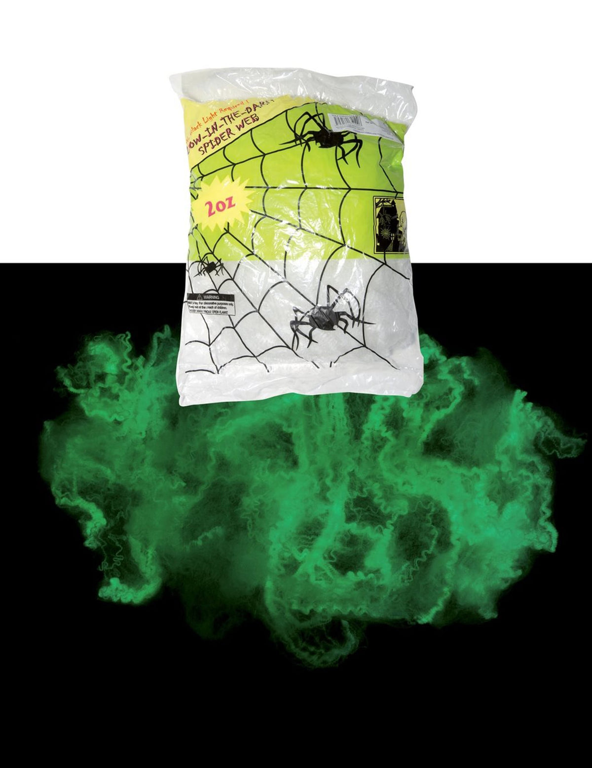 Toile d'araignée pour Halloween phosphorescente verte