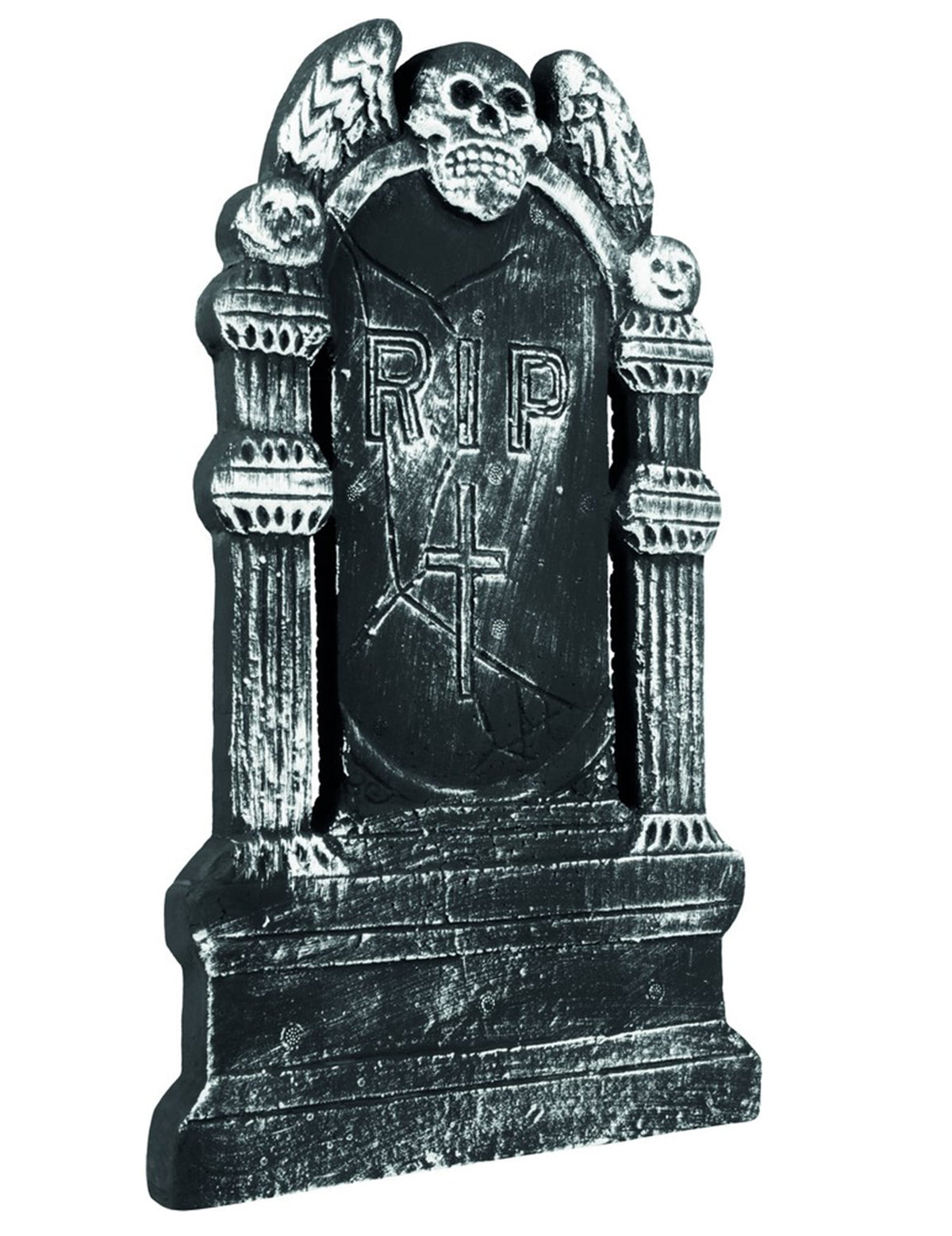 Décoration tombe squelette pour Halloween grise et noire avec crânes et inscription RIP