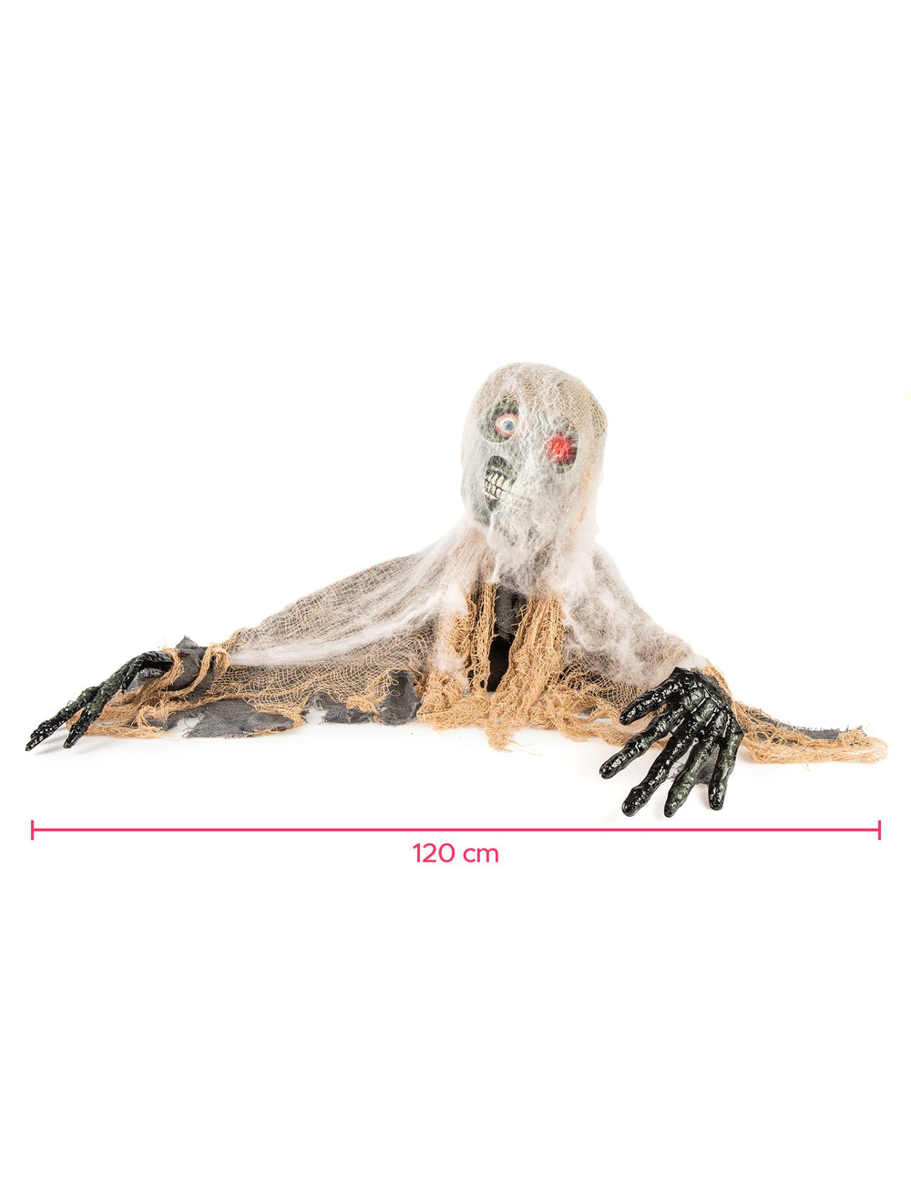 Vue de face et envergure de la décoration zombie animé Halloween