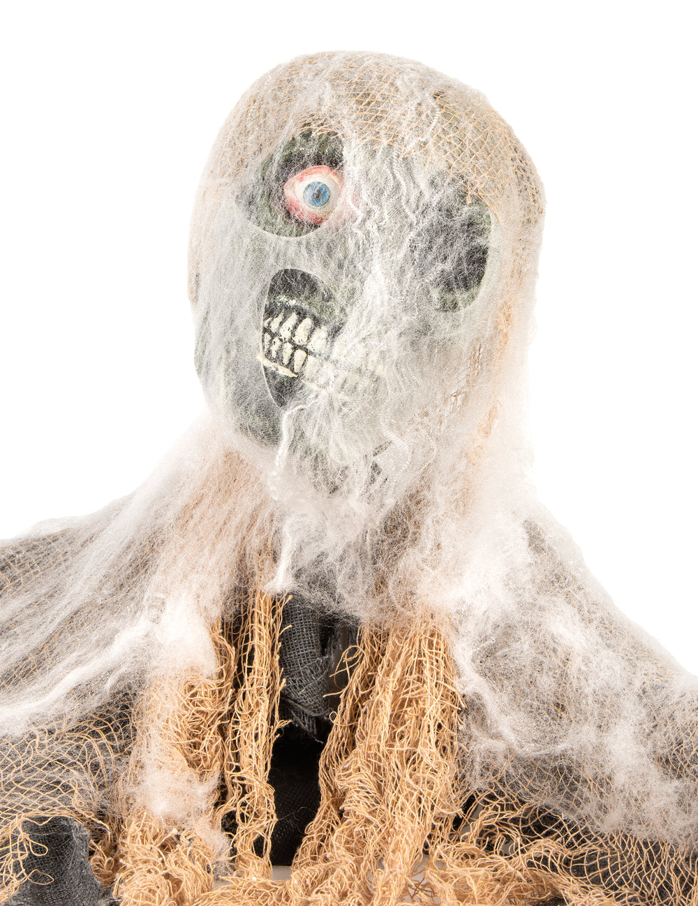 Gros plan sur le visage voilé de la décoration zombie animé Halloween
