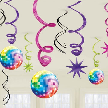12 Závesné dekorácie Disco fazety loptička