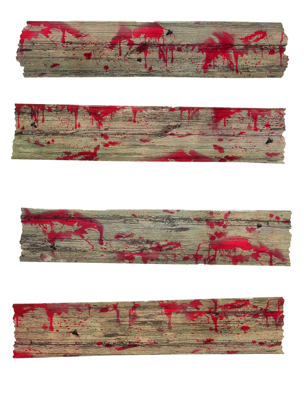 Décorations barricades de zombie pour Halloween effet bois avec taches de sang rouge