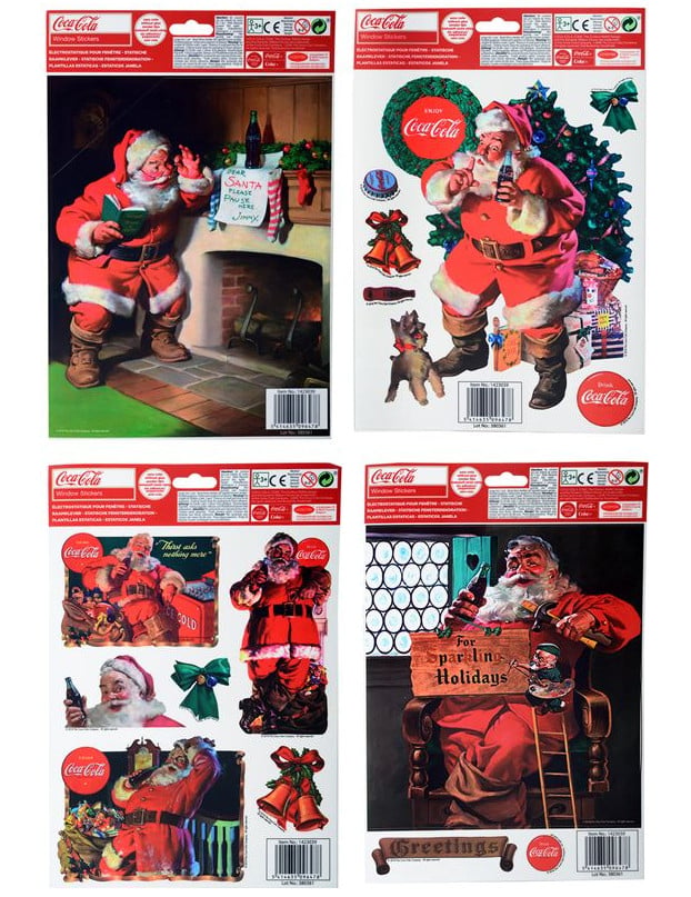 Décoration pour fenêtres Coca-Cola Père Noël pour la maison rouge et blanc style vintage