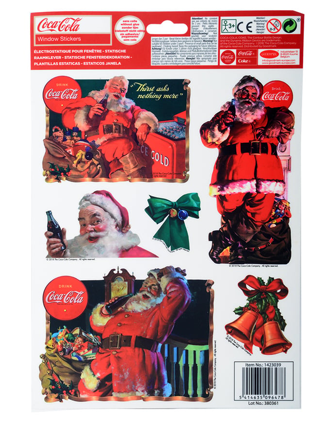 Vue de dos de l'emballage de la Décoration pour fenêtres Coca-Cola Père Noël