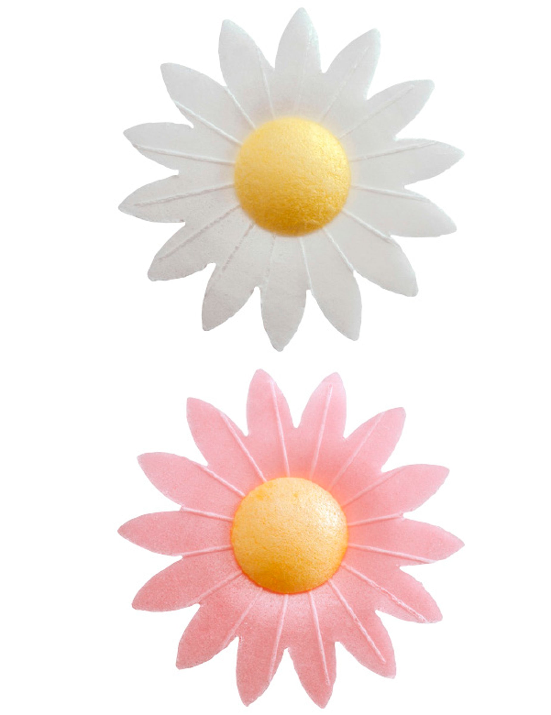 Décorations fleurs azyme pour gâteau blanches et roses