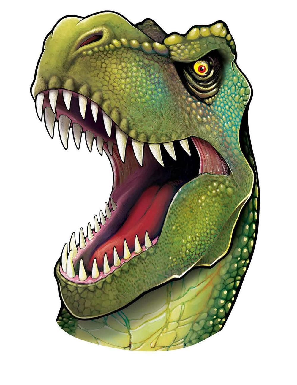 Nástenná dekorácia hlava dinosaura pre dieťa zelená s otvorenou tlamou