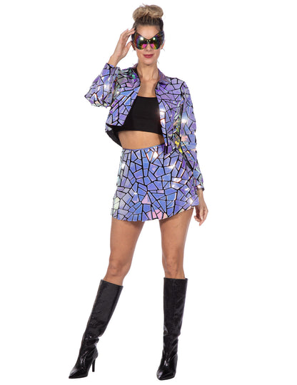 Luxusný holografický fazetovaný kostým pre ženy