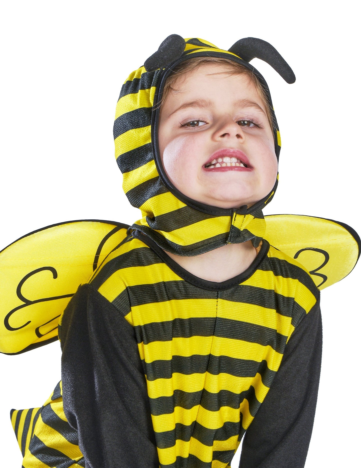 Detailný pohľad na kapucňu s anténami kostýmu včely