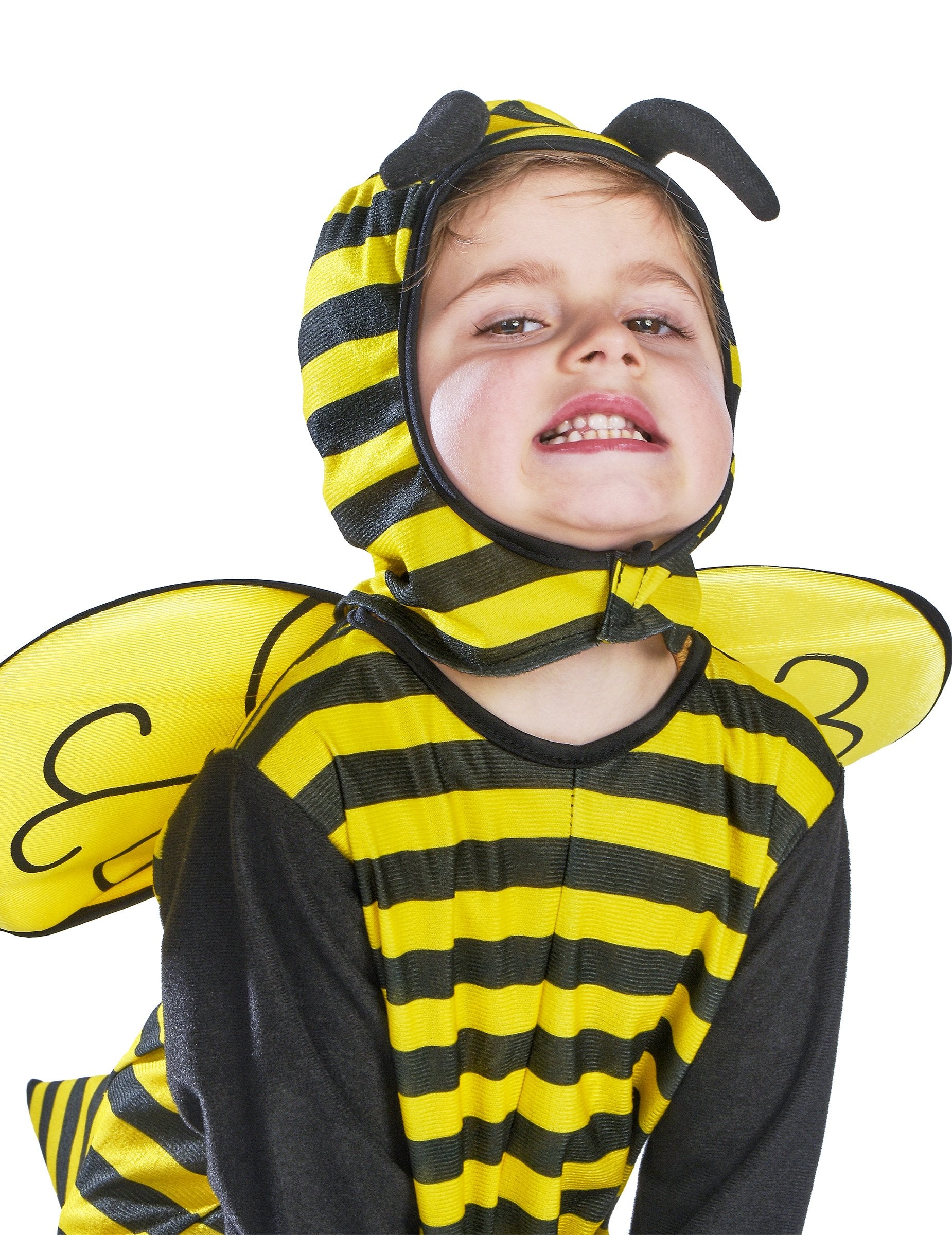 Detailný pohľad na kapucňu s anténami kostýmu včely