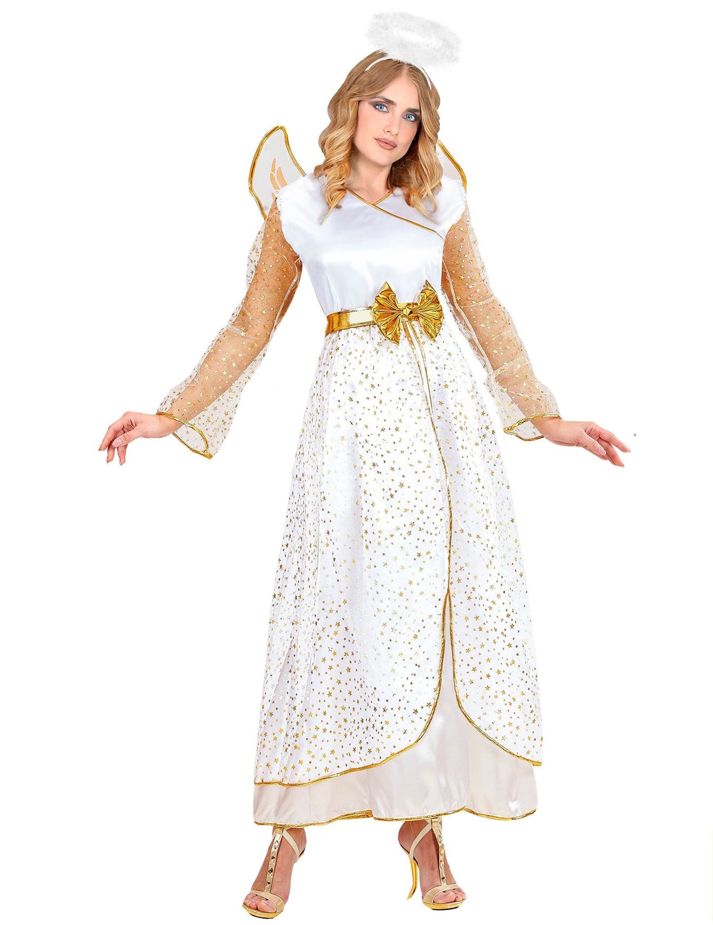 Dámsky kostým anjelika v bielo-zlatom prevedení