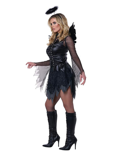 Vue de profil du déguisement d'ange déchu pour femme