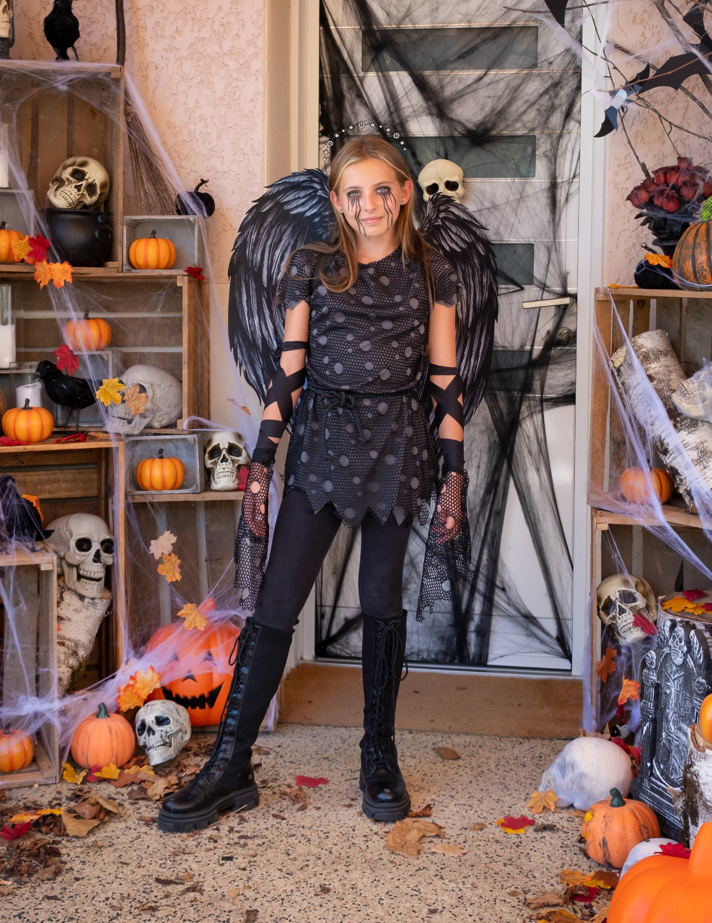 Gotický anjel kostým čierne luxusné dieťa