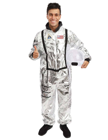 Strieborný kostým astronaut pre dospelých mužov