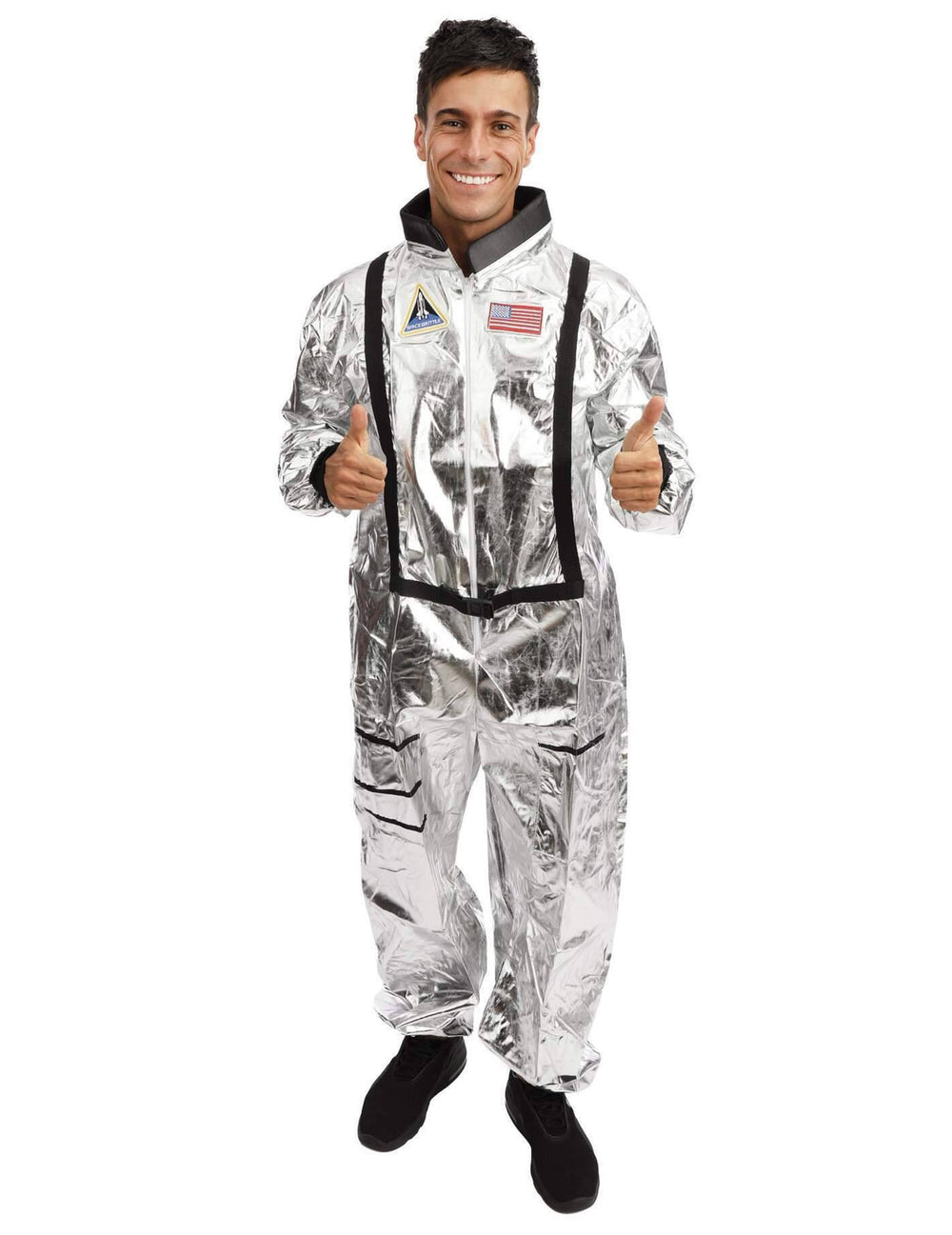 Vue de face sans le casque du déguisement d'astronaute pour homme adulte