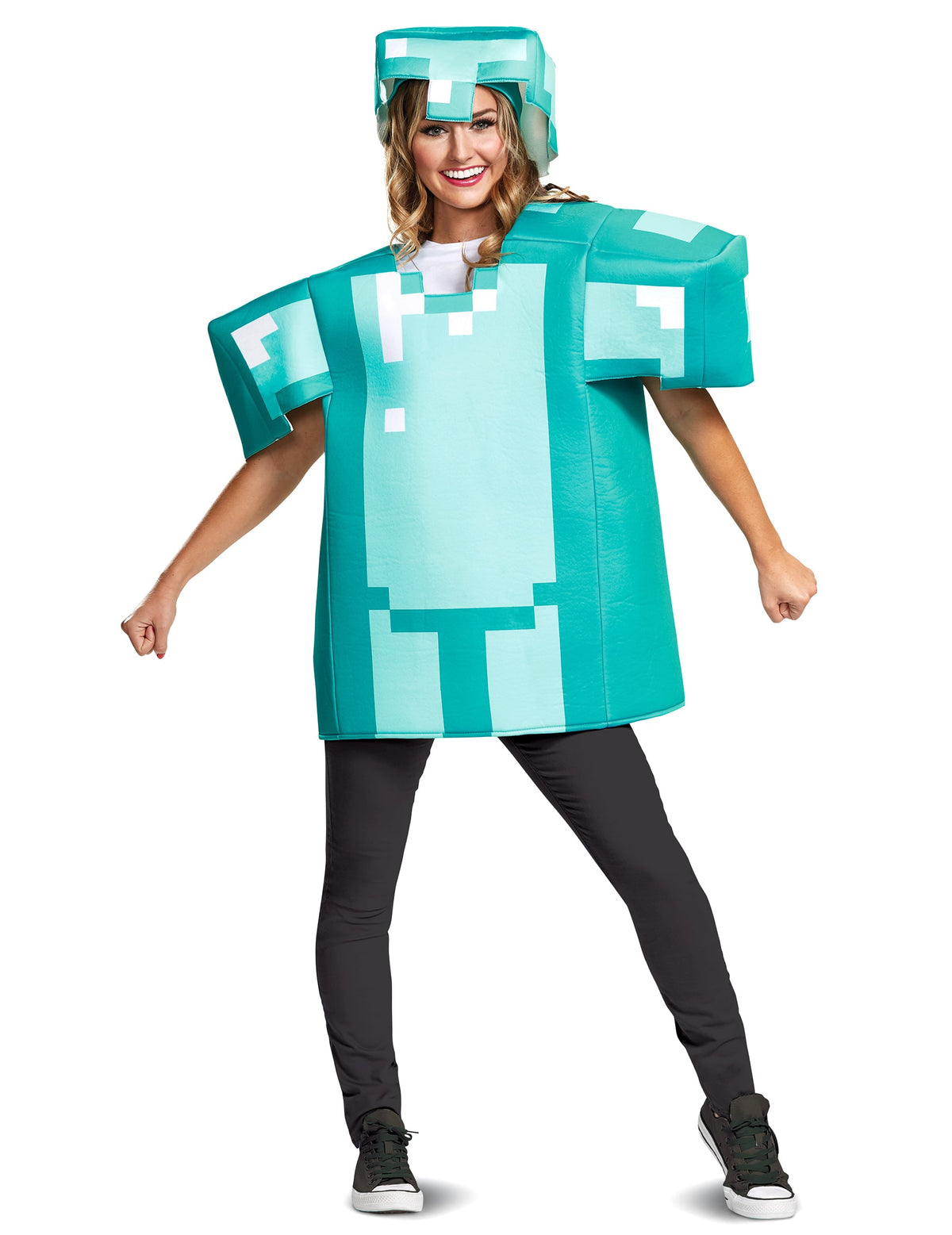 Déguisement armure Minecraft pour adulte bleu turquoise pixelisé