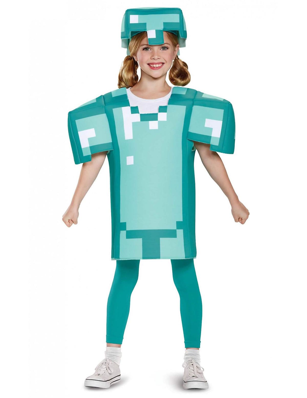 Pohľad spredu na kostým brnenia Minecraft