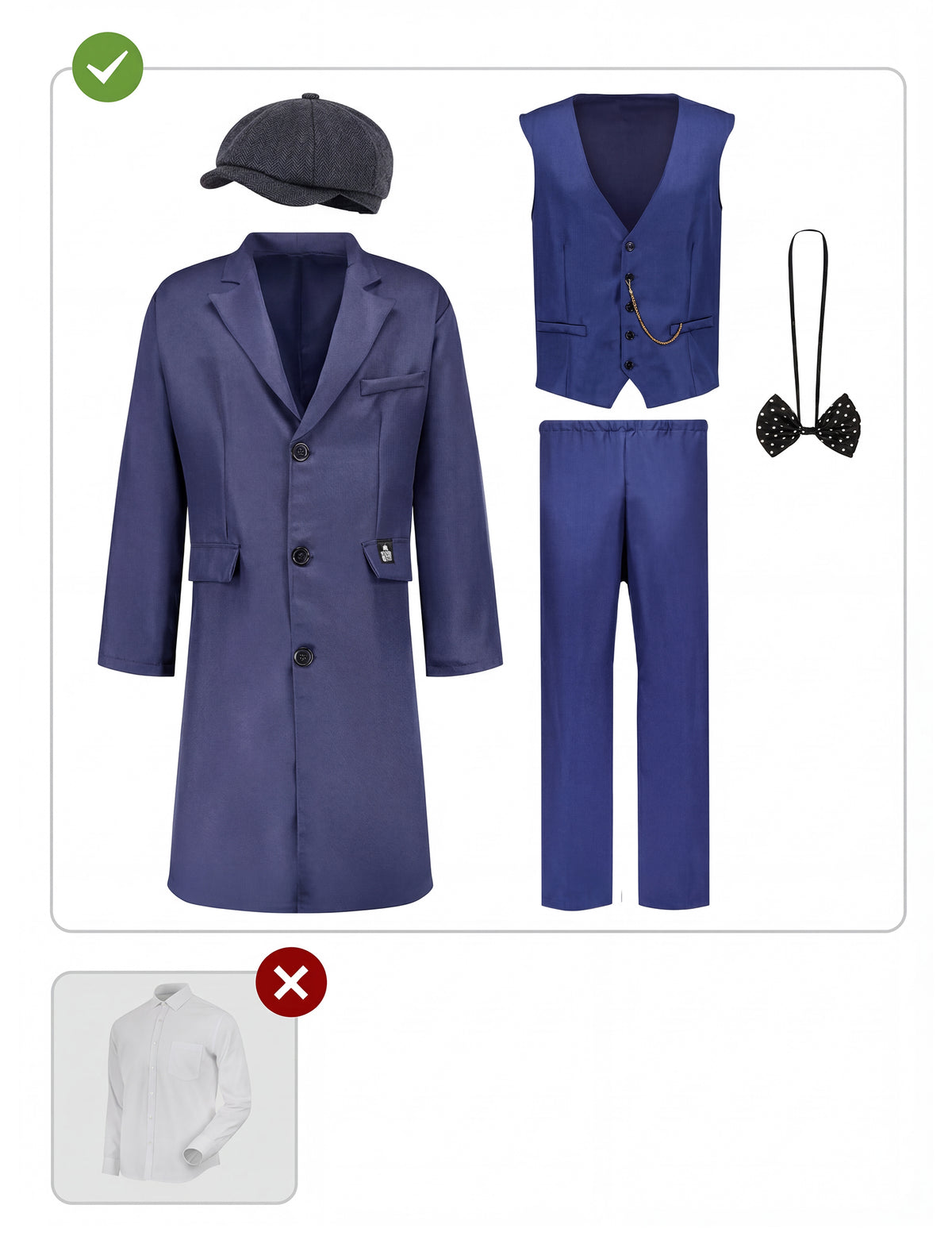 Détail des pièces du déguisement Arthur Shelby - Peaky Blinders™