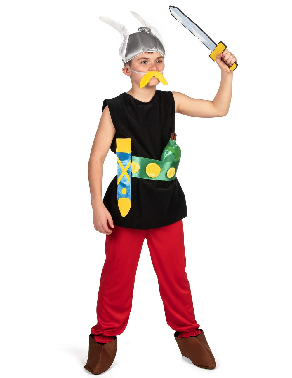 Kostým Asterix pre dieťa s okrídlenou prilbou a žltá fúzy
