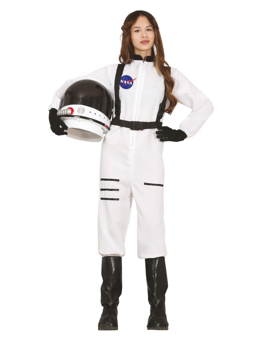 Predný pohľad na biely kostým astronauti pre tínedžera