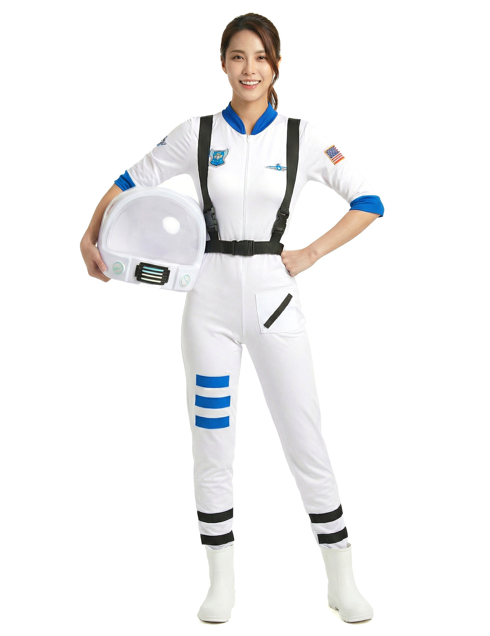 Déguisement astronaute pour femme blanc avec bretelles et casque