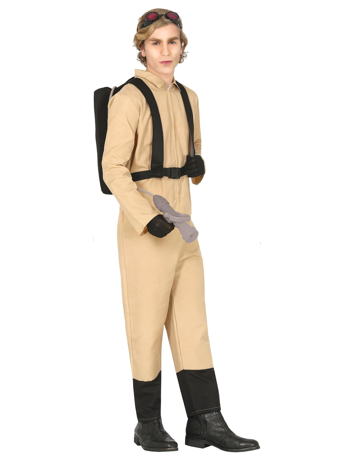 Déguisement attrapeur de fantôme pour adulte beige et noir avec sac à dos