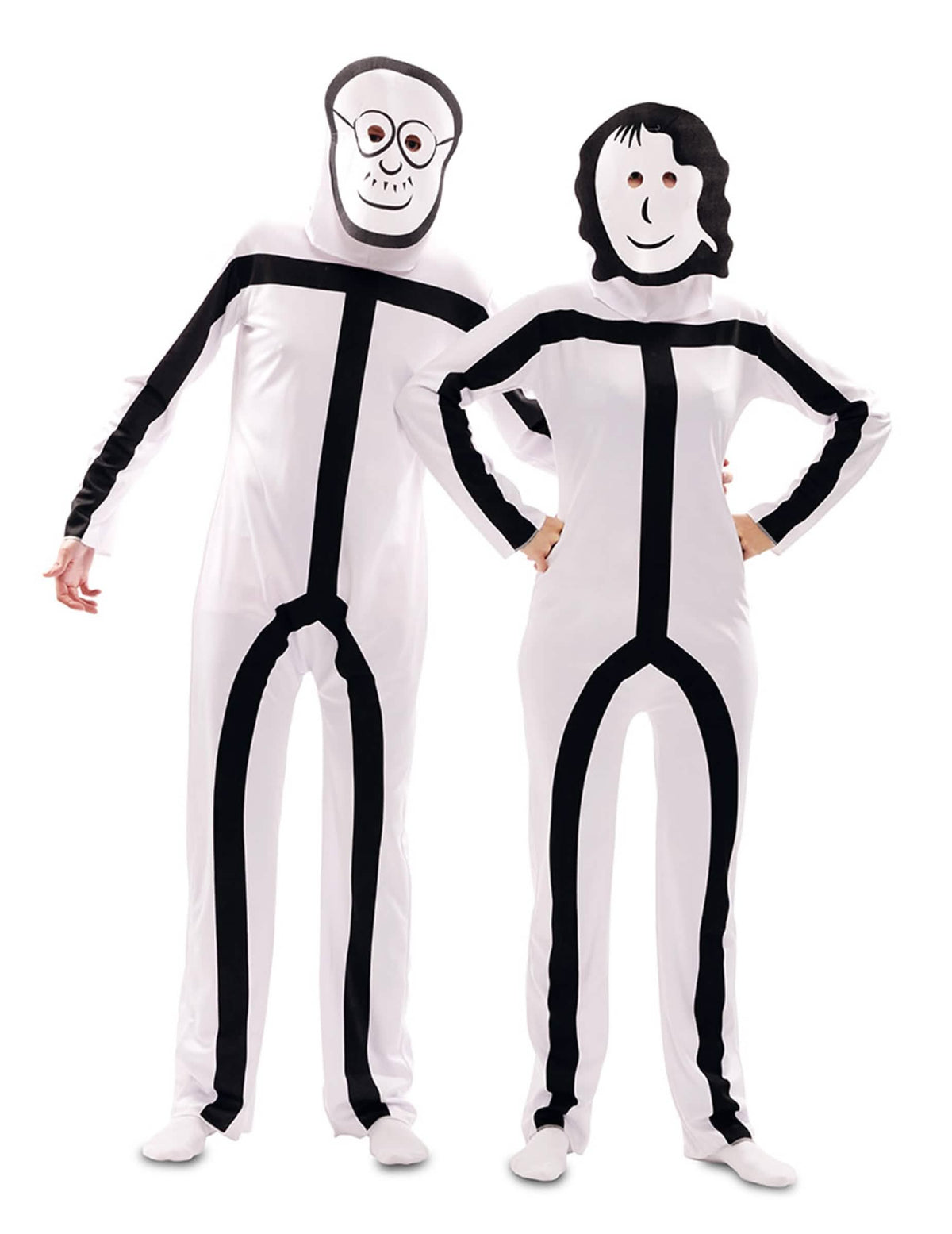 Kostým Stickman pre dospelý biela a čierna s masky