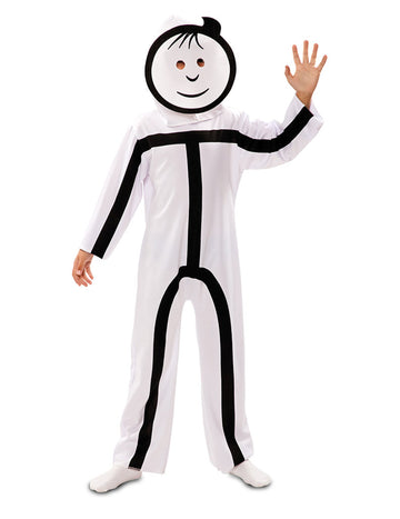 Bielo-čierny detský kostým Stickman s maskou