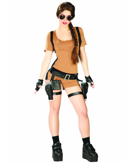 Vue de face du déguisement d'aventurière sexy