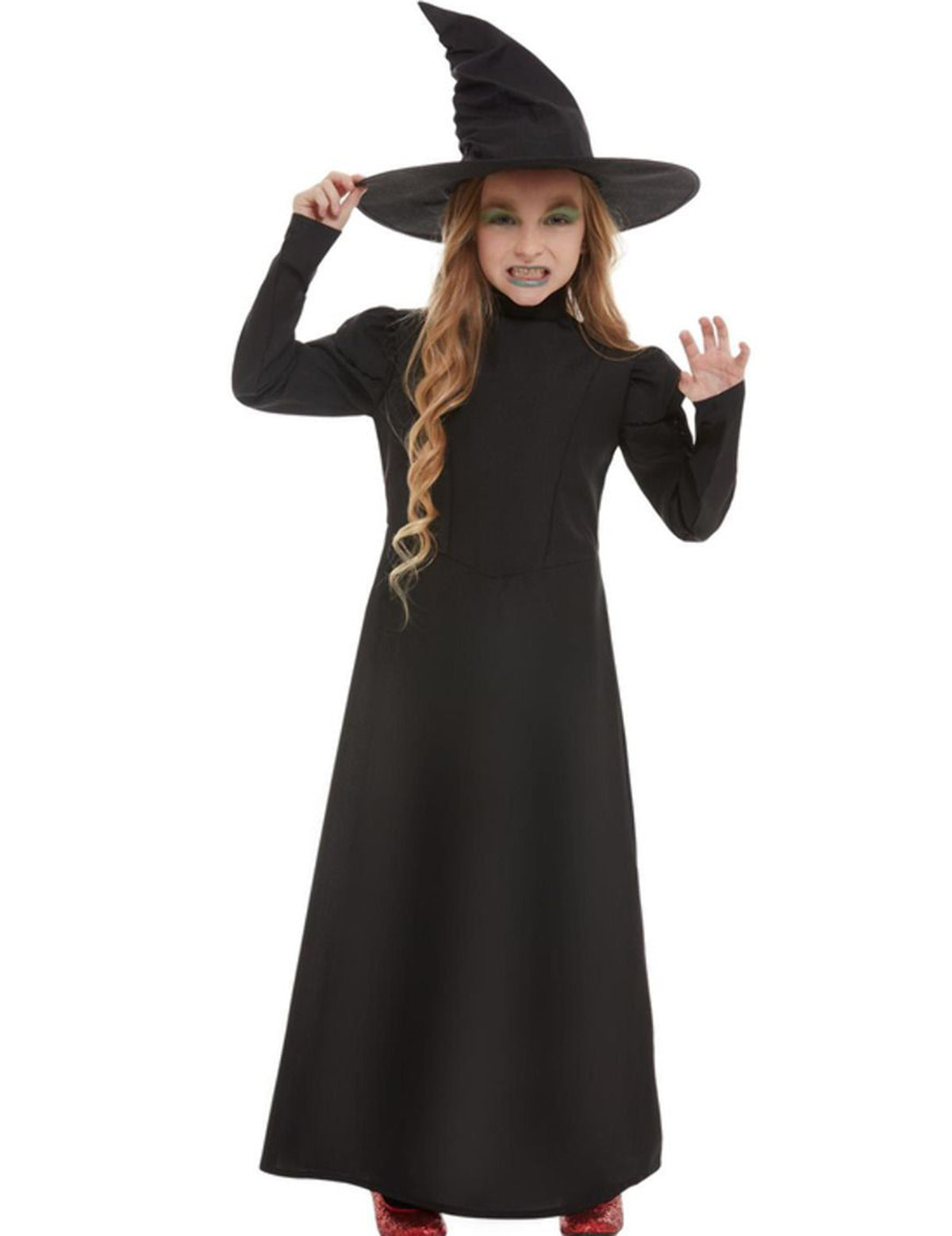 Déguisement de sorcière noir pour fille avec chapeau