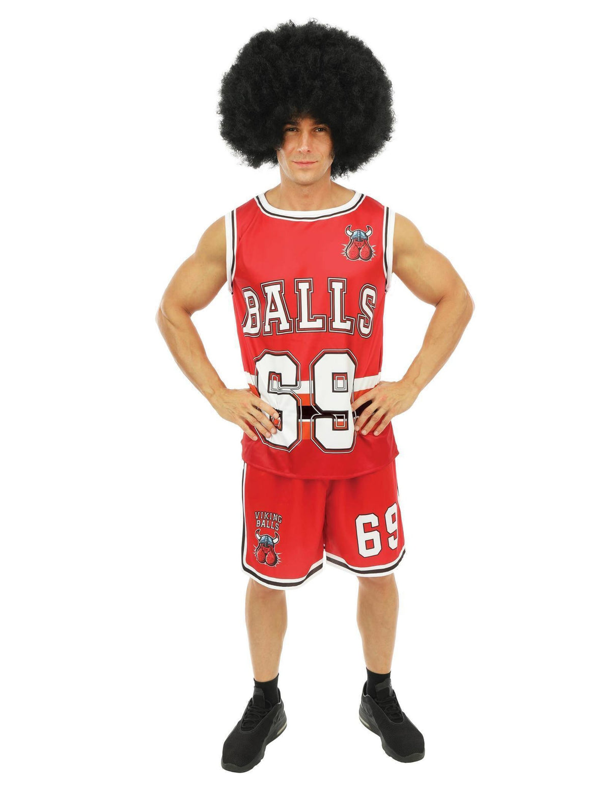 Vue de face du déguisement de basketteur pour adulte