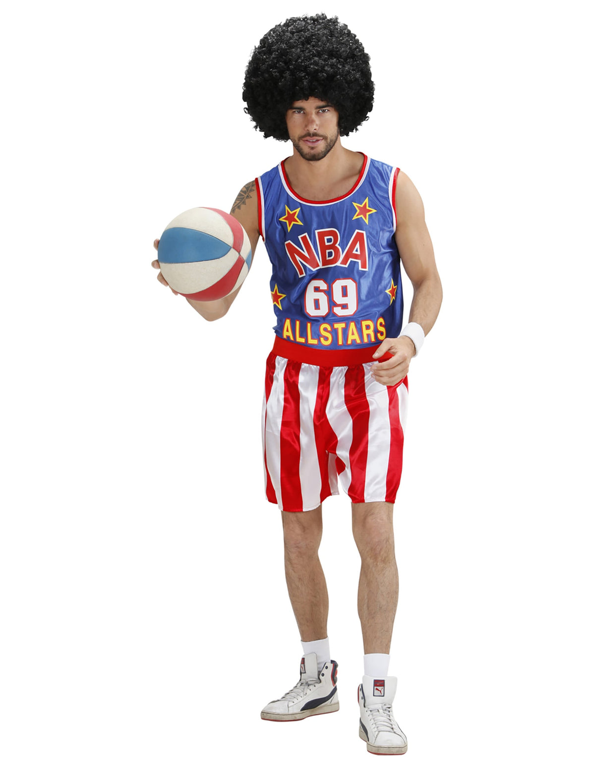 Vue d'ensemble avec ballon du déguisement basketteur NBA