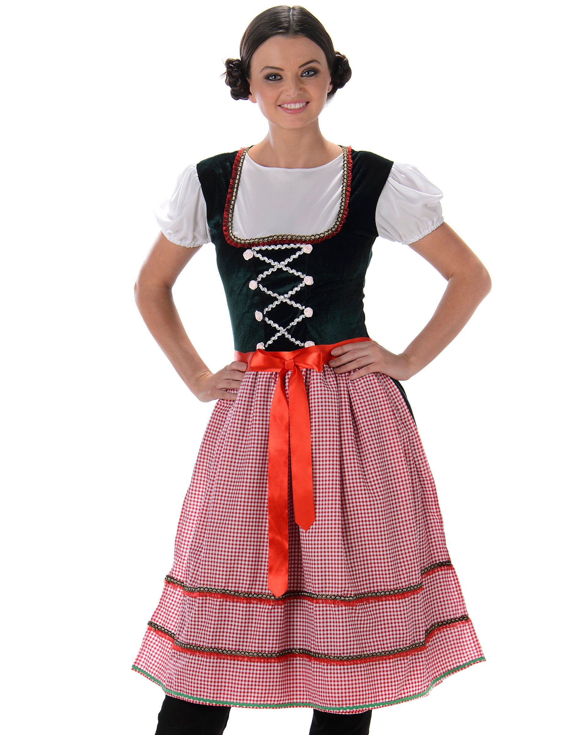 Gros plan sur le bustier du déguisement de bavaroise robe longue