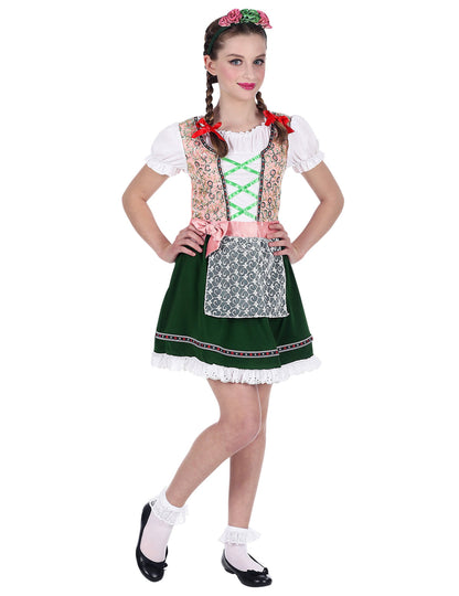 Ružový a zelený bavorský kostým dievčat