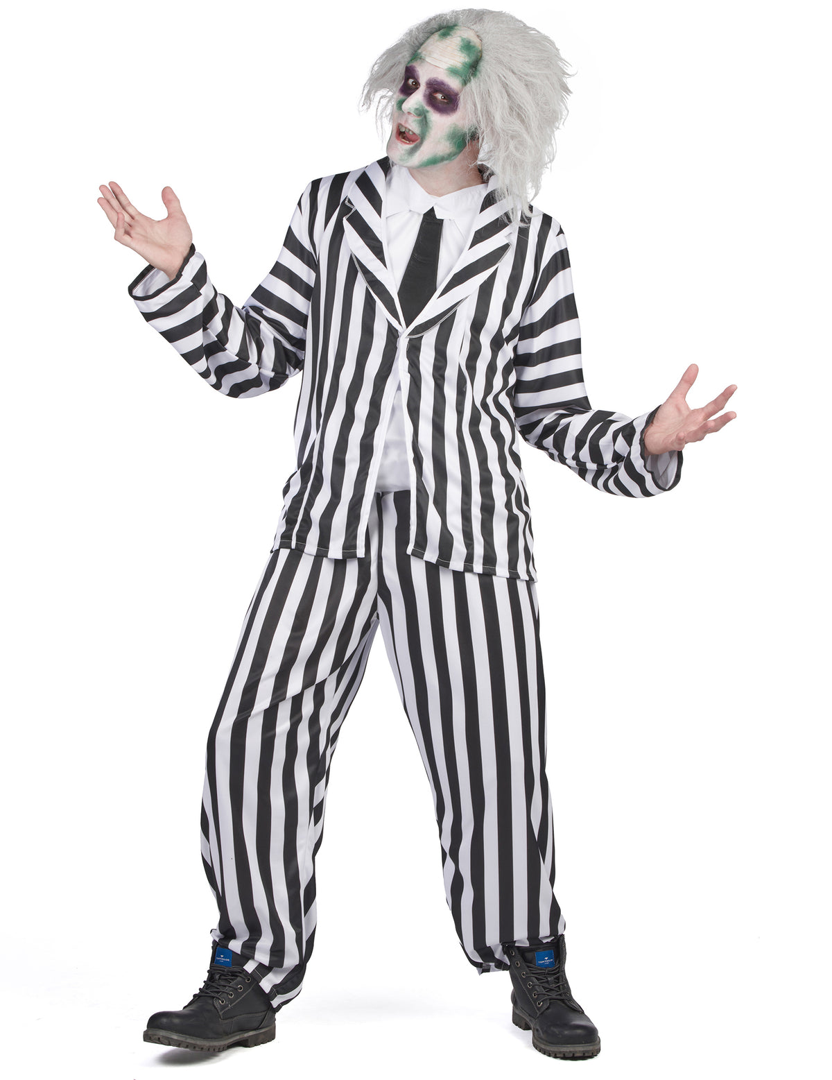 Déguisement Beetlejuice pour homme rayé noir et blanc