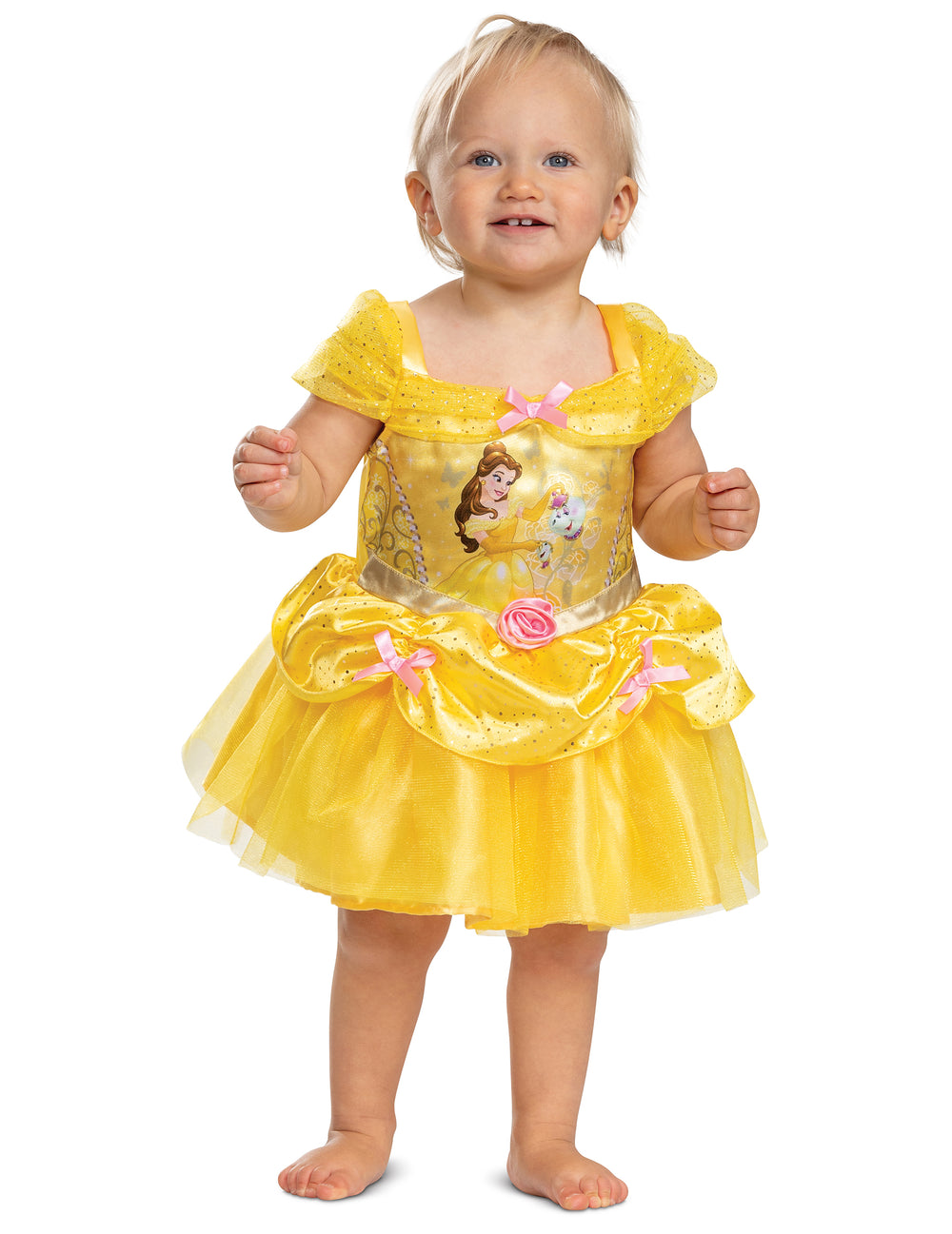 Vue de face du déguisement Belle La belle et la bête pour fille