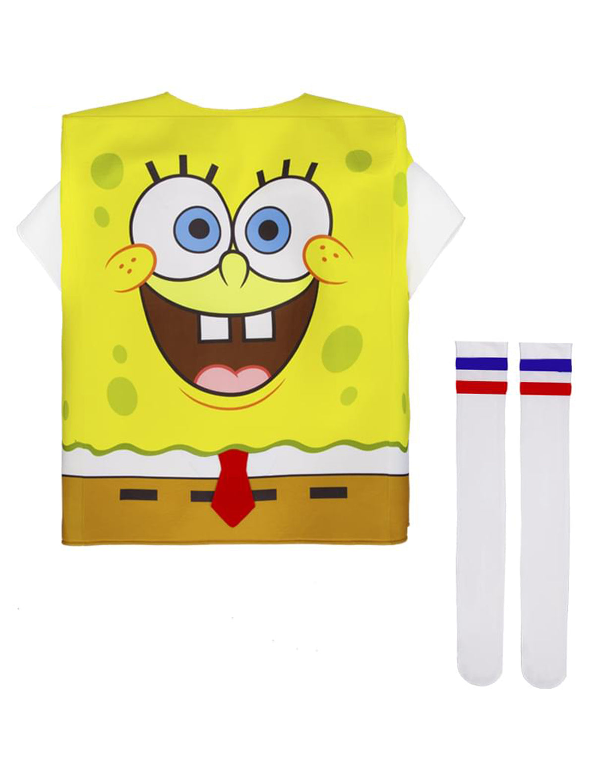 Tunique et chaussettes du déguisement Bob l'Éponge pour adulte