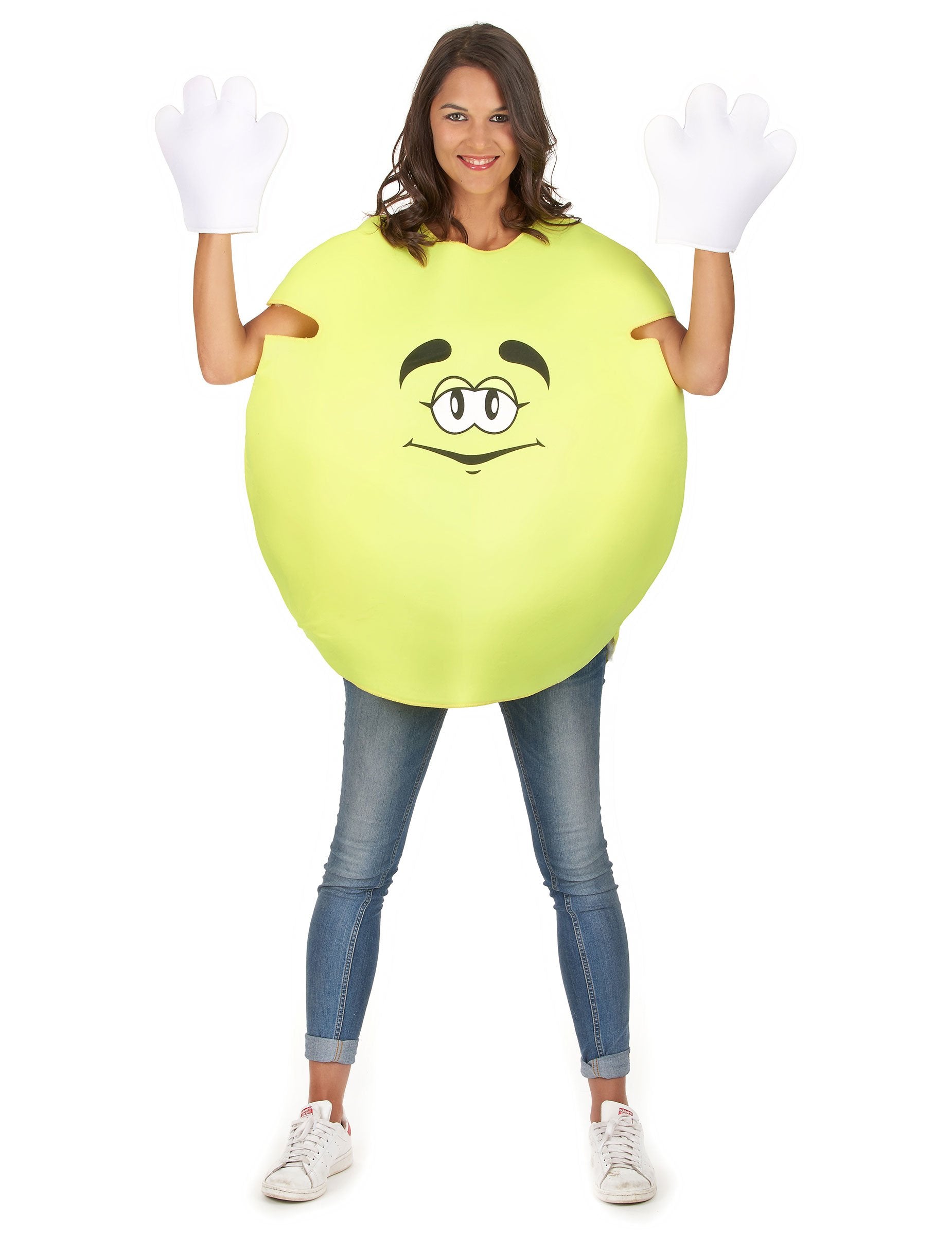 Gants blancs fournis avec le déguisement de bonbon pour adulte