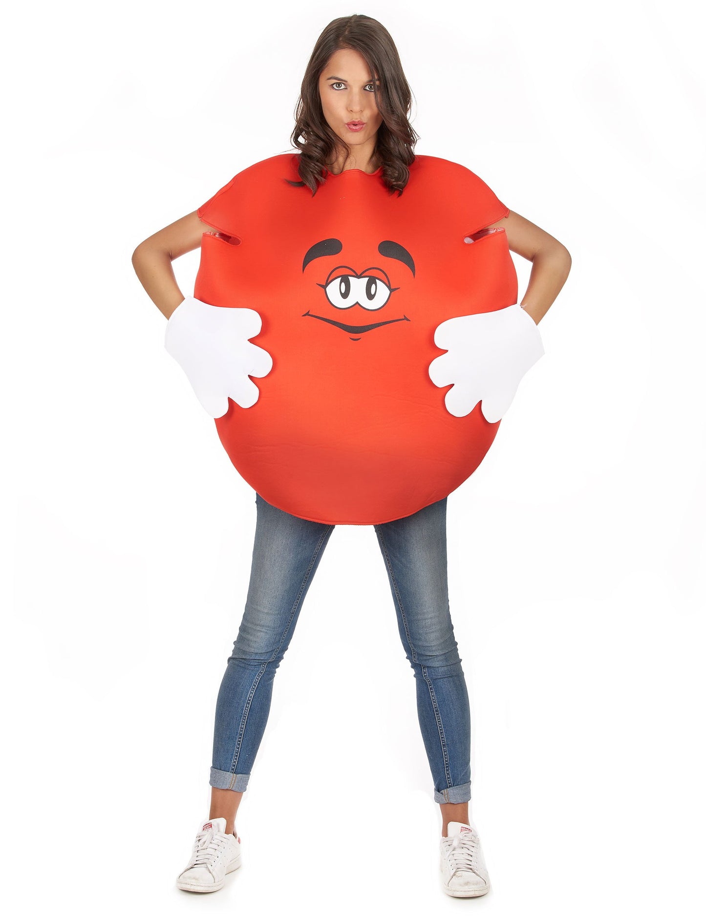 Vue de face du déguisement bonbon rouge