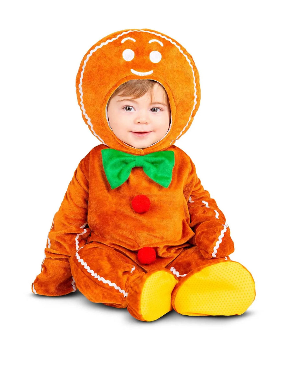 Kostým perníkový panáčik pre bábätko hnedá s motýle zelená