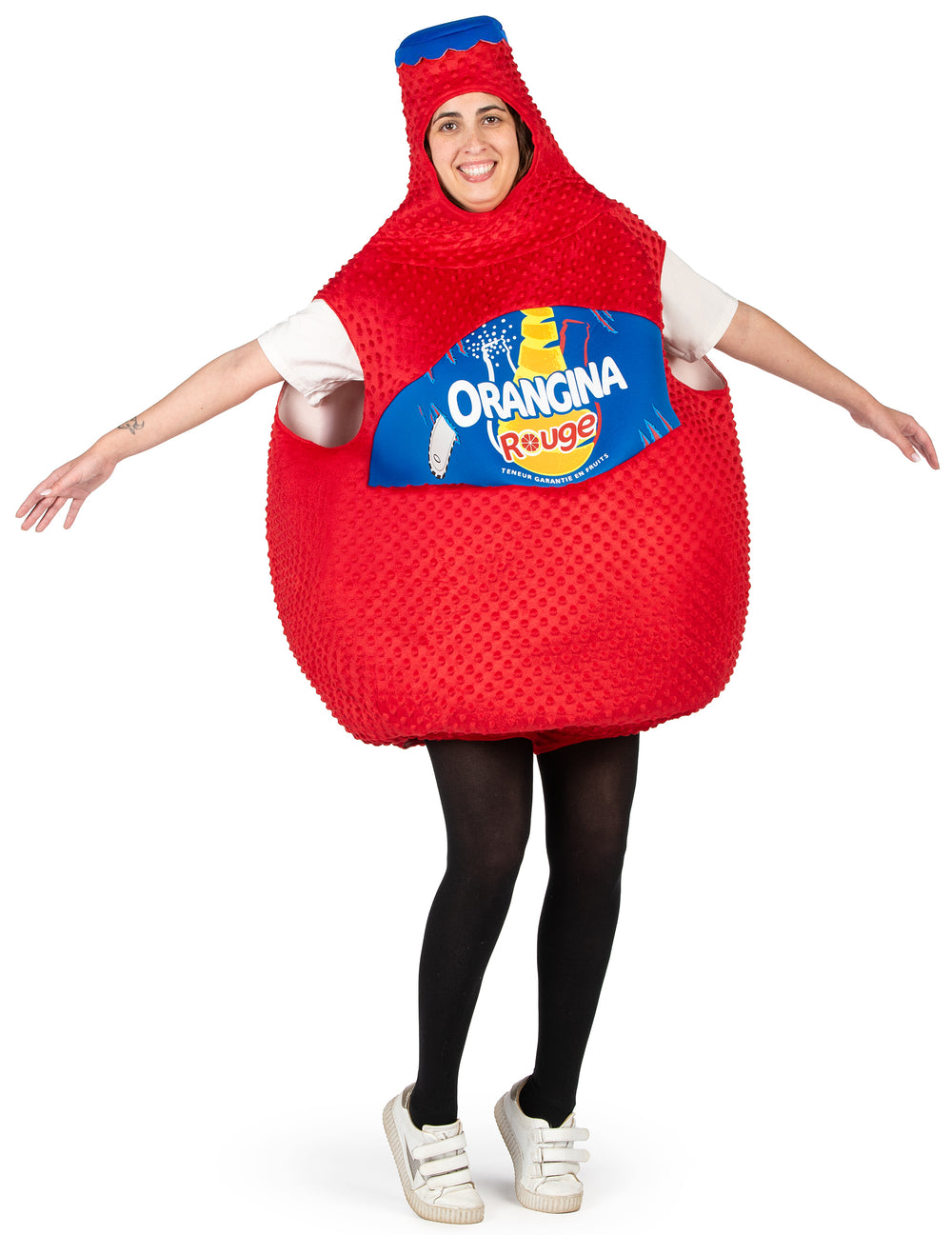 Déguisement bouteille d'Orangina Rouge pour adulte rouge texturé