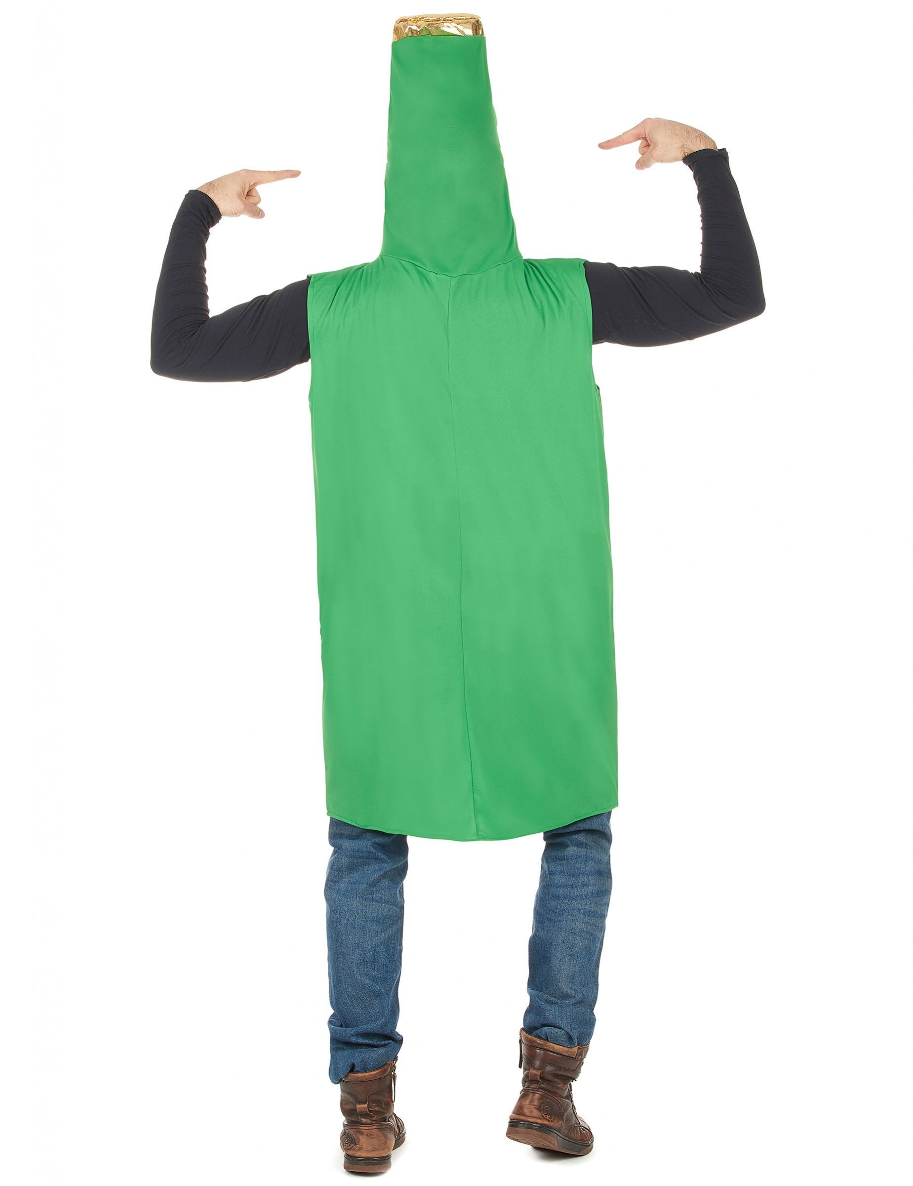 Pohľad zozadu na déguisovanie fľaše piva pre dospelých