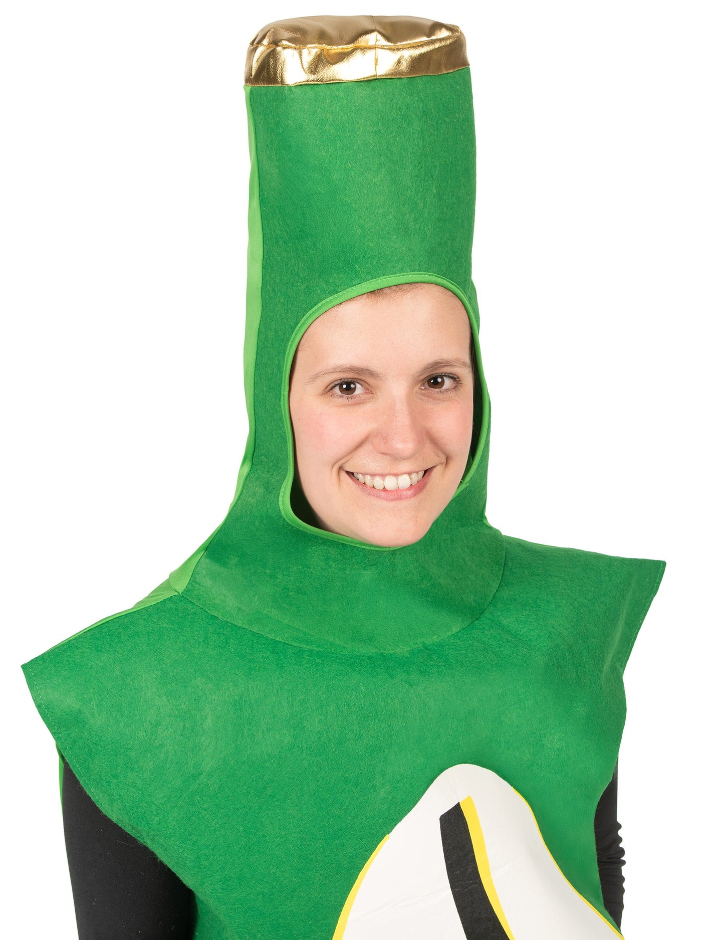 Detailný pohľad na kuklu déguisovania fľaše piva pre dospelých